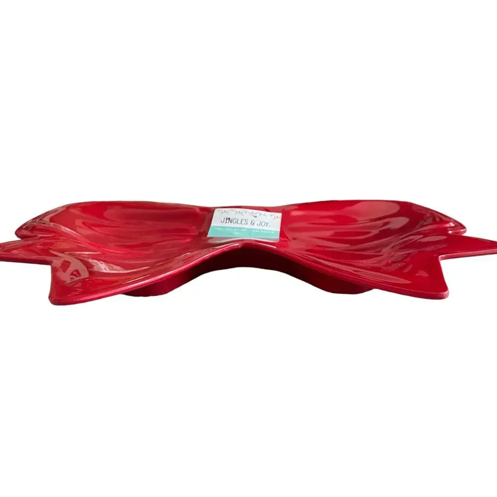 Red Bow Shaped Melamine Platter 17in x16in Valentines Day Home Decor New